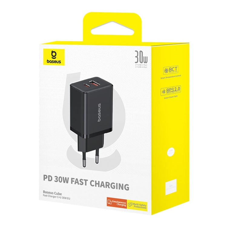 Baseus PD 30W USB + USB-C / Type-C Cube Fast Charger, EU Plug(Black) - USB Charger by Baseus | Online Shopping UK | buy2fix