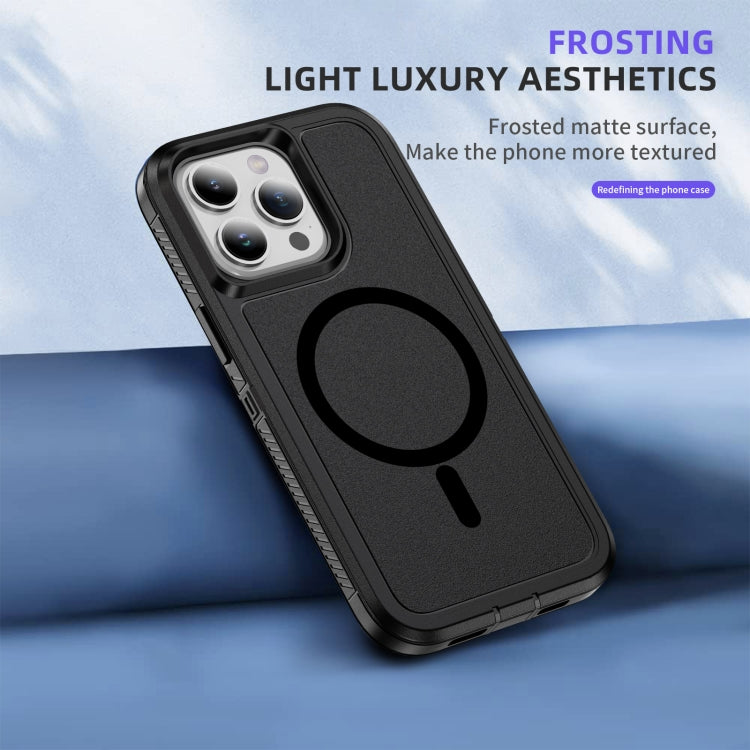 For iPhone 15 Pro Max Guard Magsafe Magnetic Ring Matte Phone Case(Black) - iPhone 15 Pro Max Cases by buy2fix | Online Shopping UK | buy2fix