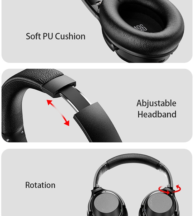 A06 Wireless ANC Noise Canceling Headset Over Ear Bluetooth Headphone(Black) - Headset & Headphone by buy2fix | Online Shopping UK | buy2fix