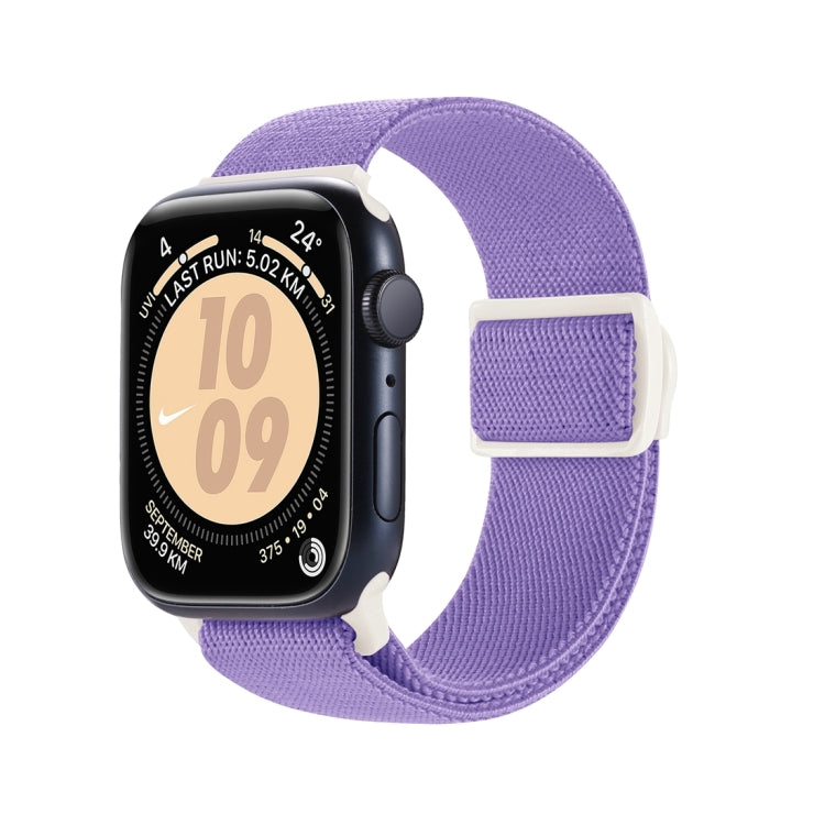 For Apple Watch Ultra 49mm Carbon Fiber Texture Snap Buckle Nylon Watch Band(Purple) - Watch Bands by buy2fix | Online Shopping UK | buy2fix