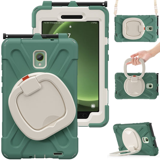 For Samsung Galaxy Tab Active5 X300 Silicone Hybrid PC Tablet Case with Holder & Shoulder Strap(Emerald Green) - Other Galaxy Tab PC by buy2fix | Online Shopping UK | buy2fix