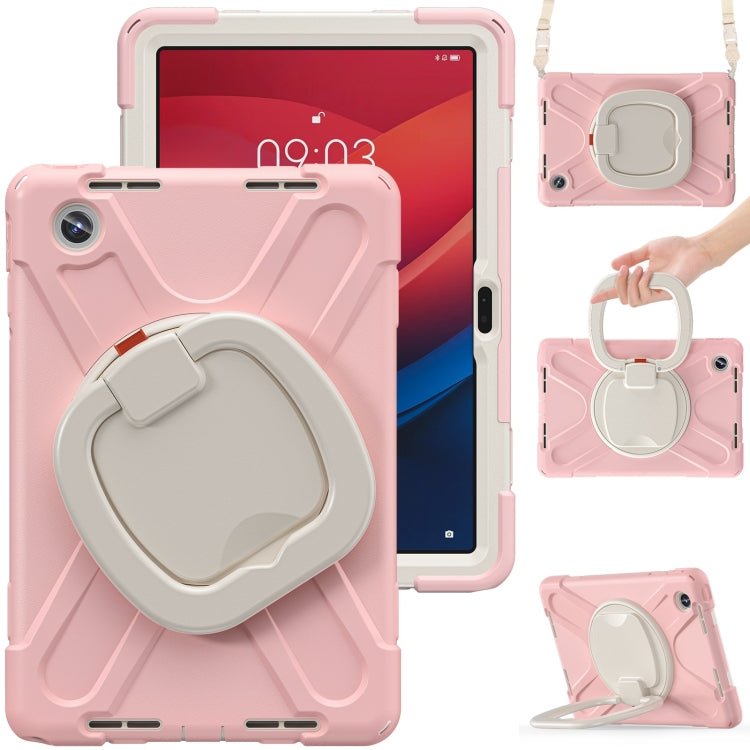 For Lenovo Tab M11 /Xiaomi Pad 11 2024 Silicone Hybrid PC Tablet Case with Holder & Shoulder Strap(Pink) - Lenovo by buy2fix | Online Shopping UK | buy2fix