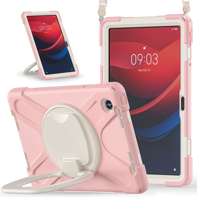 For Lenovo Tab M11 /Xiaomi Pad 11 2024 Silicone Hybrid PC Tablet Case with Holder & Shoulder Strap(Pink) - Lenovo by buy2fix | Online Shopping UK | buy2fix