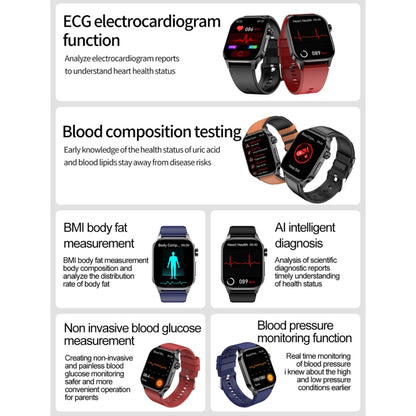 ET580 2.04 inch AMOLED Screen Sports Smart Watch Support Bluethooth Call /  ECG Function(Red Silicone Band) - Smart Watches by buy2fix | Online Shopping UK | buy2fix