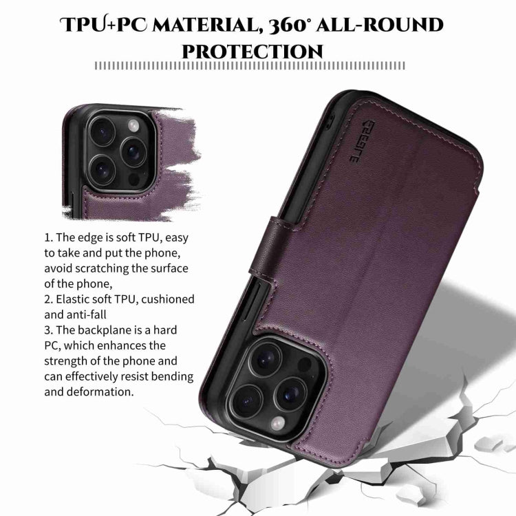 For iPhone 14 Pro ESEBLE E1 Nappa Texture MagSafe Holder Leather Phone Case(Dark Purple) - iPhone 14 Pro Cases by ESEBLE | Online Shopping UK | buy2fix