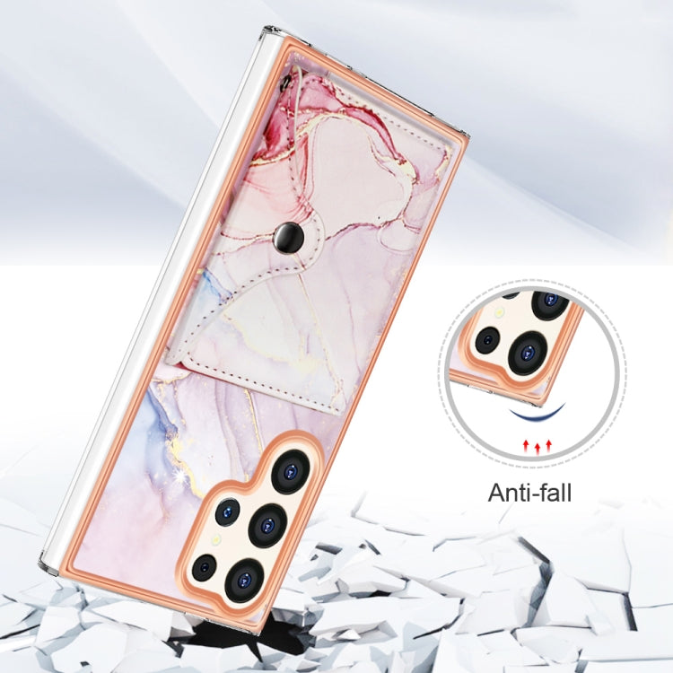 For Samsung Galaxy S24 Ultra 5G Marble Pattern IMD Card Slot Phone Case(Rose Gold) - Galaxy S24 Ultra 5G Cases by buy2fix | Online Shopping UK | buy2fix