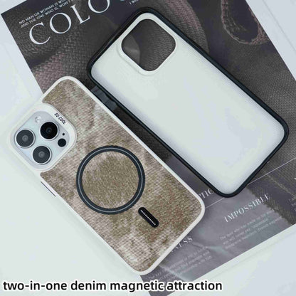 For iPhone 15 Pro Contrast Color Denim MagSafe Magnetic Phone Case(Grey) - iPhone 15 Pro Cases by buy2fix | Online Shopping UK | buy2fix