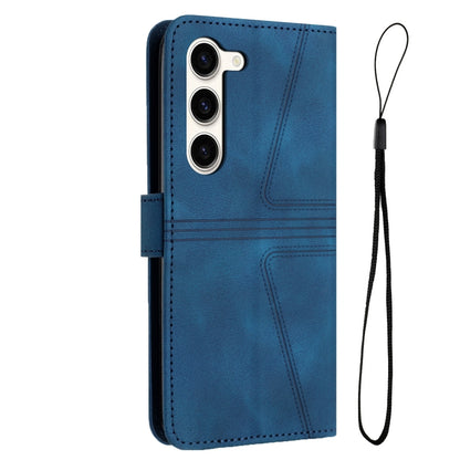 For Samsung Galaxy S23 5G Triangle Solid Color Leather Phone Case(Blue) - Galaxy S23 5G Cases by buy2fix | Online Shopping UK | buy2fix