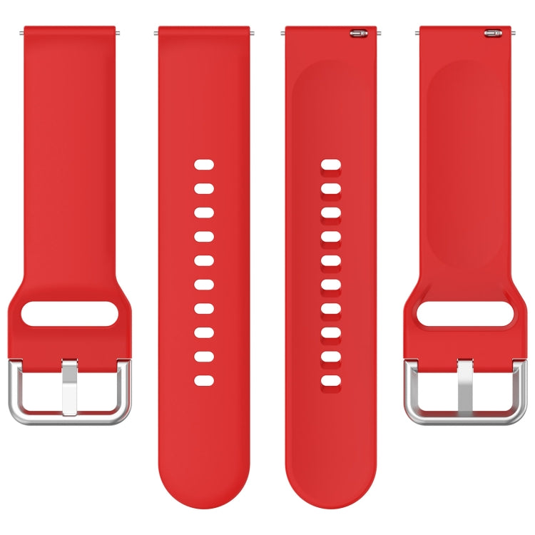 For CMF Watch Pro D395 22mm Solid Color Silver Buckle Silicone Watch Band, Size:S(Red) - Watch Bands by buy2fix | Online Shopping UK | buy2fix