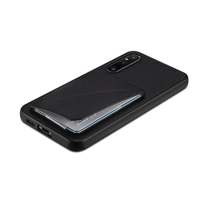 For Sony Xperia 1 V D04 Calf Texture Dual Card Slot Holder Phone Case(Black) - Sony Cases by buy2fix | Online Shopping UK | buy2fix