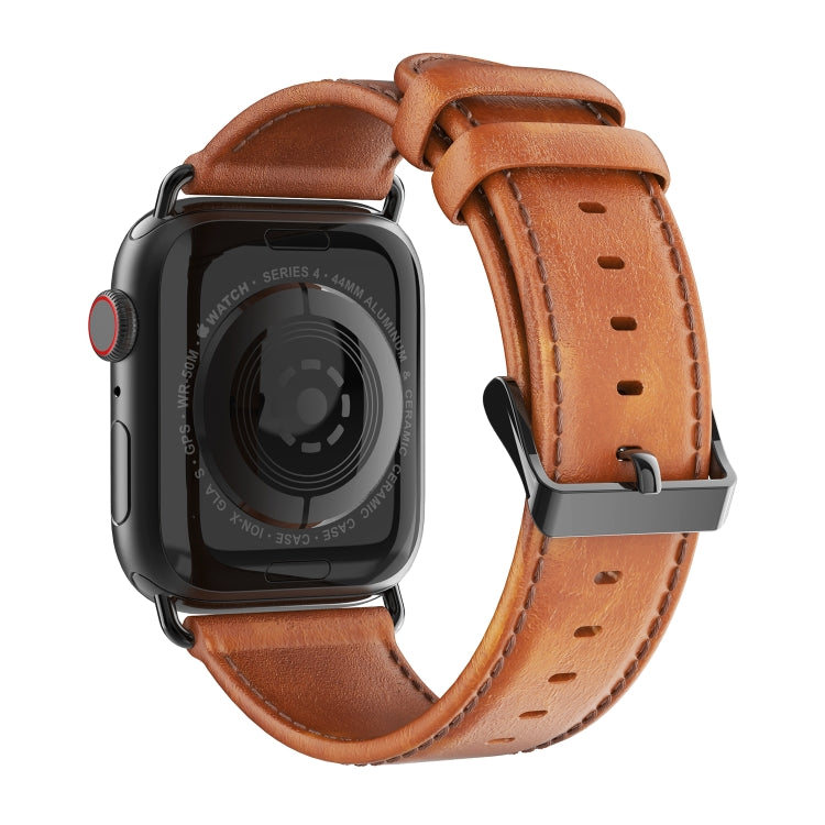 For Apple Watch Ultra 2 49mm DUX DUCIS Business Genuine Leather Watch Strap(Khaki) - Watch Bands by DUX DUCIS | Online Shopping UK | buy2fix