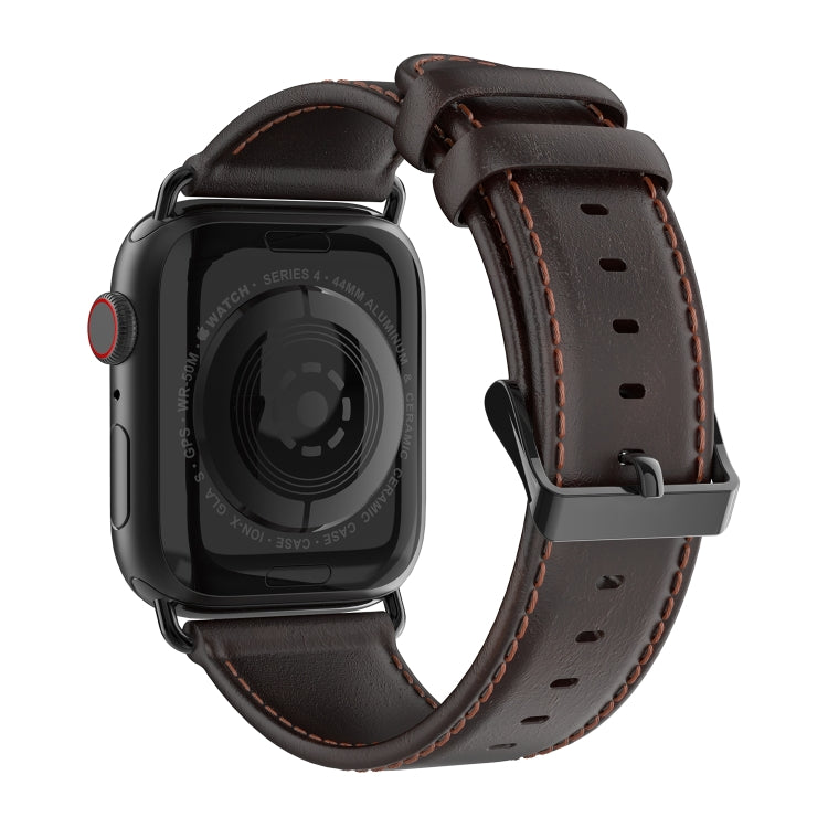 For Apple Watch Series 8 41mm DUX DUCIS Business Genuine Leather Watch Strap(Coffee) - Watch Bands by DUX DUCIS | Online Shopping UK | buy2fix