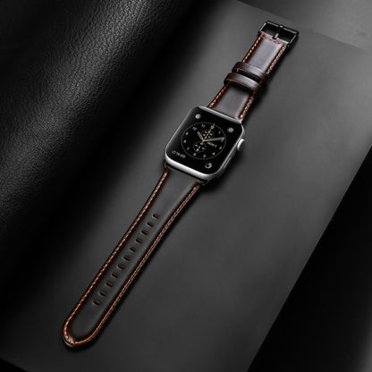 For Apple Watch Series 6 44mm DUX DUCIS Business Genuine Leather Watch Strap(Coffee) - Watch Bands by DUX DUCIS | Online Shopping UK | buy2fix