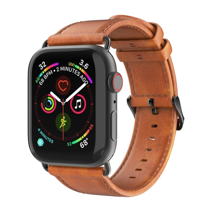 For Apple Watch Series 5 40mm DUX DUCIS Business Genuine Leather Watch Strap(Khaki) - Watch Bands by DUX DUCIS | Online Shopping UK | buy2fix