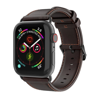 For Apple Watch Series 2 38mm DUX DUCIS Business Genuine Leather Watch Strap(Coffee) - Watch Bands by DUX DUCIS | Online Shopping UK | buy2fix