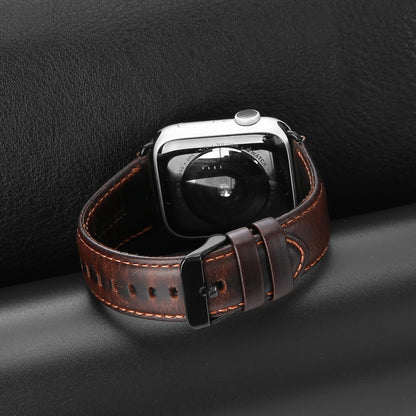 For Apple Watch Series 2 38mm DUX DUCIS Business Genuine Leather Watch Strap(Coffee) - Watch Bands by DUX DUCIS | Online Shopping UK | buy2fix