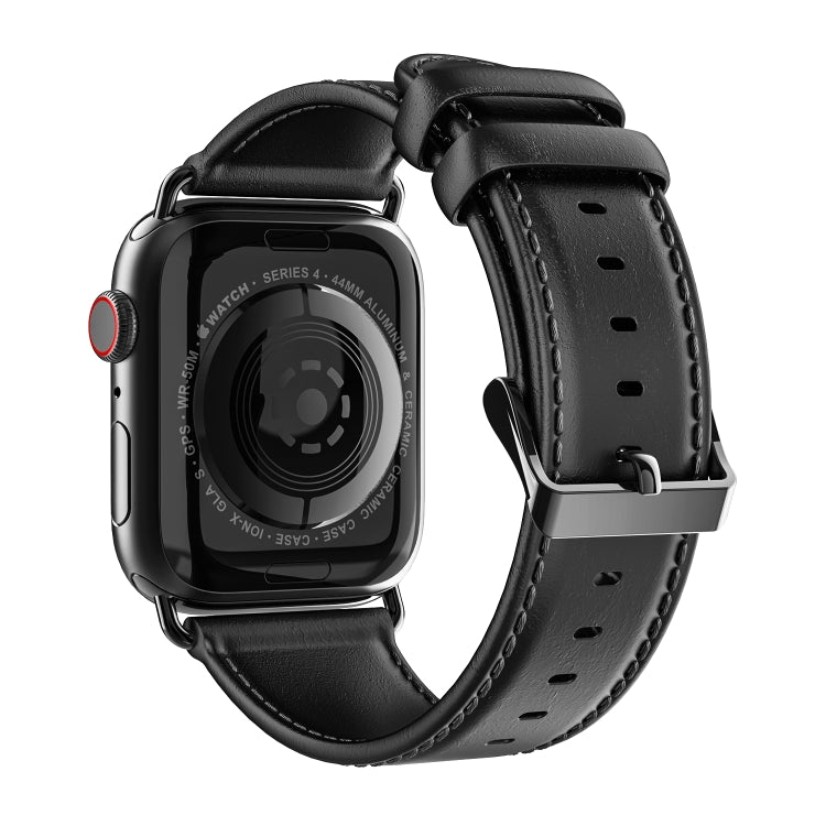 For Apple Watch 42mm DUX DUCIS Business Genuine Leather Watch Strap(Black) - Watch Bands by DUX DUCIS | Online Shopping UK | buy2fix