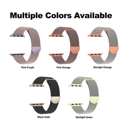 For Apple Watch SE 2023 44mm Two Color Milanese Loop Magnetic Watch Band(Pink Orange) - Watch Bands by buy2fix | Online Shopping UK | buy2fix