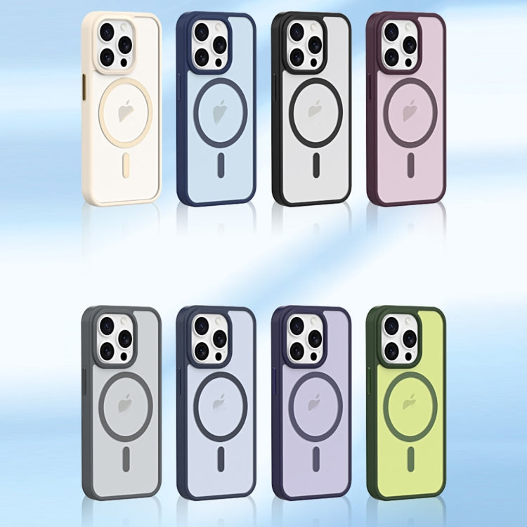 For iPhone 15 Plus Metal Button Skin Feel Matte MagSafe Shockproof Phone Case(Lavender Grey) - iPhone 15 Plus Cases by buy2fix | Online Shopping UK | buy2fix