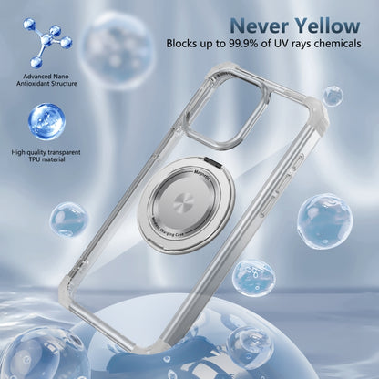 For iPhone 15 Plus Gold Shield CD Pattern MagSafe Magnetic Phone Case with Rotating Stand(Transparent) - iPhone 15 Plus Cases by buy2fix | Online Shopping UK | buy2fix