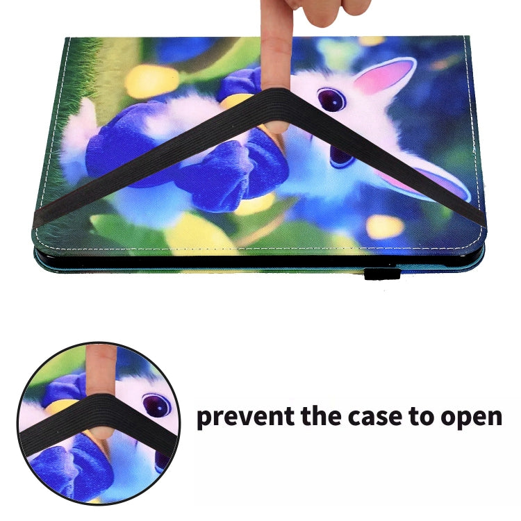 For Lenovo Tab M11 / Xiaoxin Pad 11 2024 Colored Drawing Stitching Elastic Band Leather Smart Tablet Case(Cute Rabbit) - Lenovo by buy2fix | Online Shopping UK | buy2fix