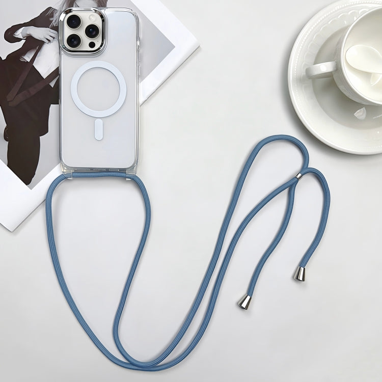 For iPhone 15 Pro MagSafe Magnetic PC + TPU Phone Case with Lanyard(Grey Blue) - iPhone 15 Pro Cases by buy2fix | Online Shopping UK | buy2fix