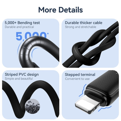 USAMS US-SJ697 USB-C / Type-C to 8 Pin 30W Striped Fast Charge Data Cable, Length:2m(White) - 2 in 1 Cable by USAMS | Online Shopping UK | buy2fix