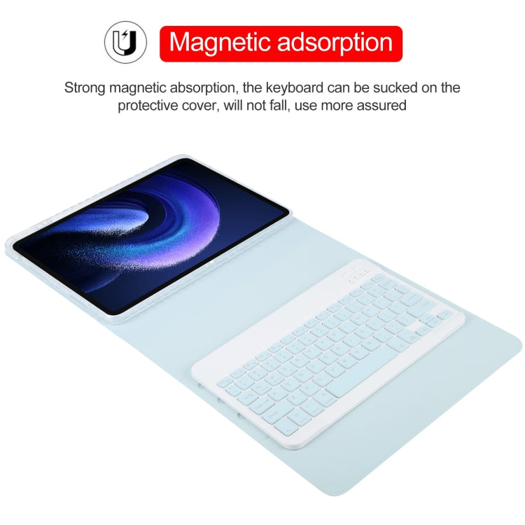 For Xiaomi Pad 6 Square Button Backlight Bluetooth Keyboard Rotatable Holder Leather Case(Sky Blue) - Others Keyboard by buy2fix | Online Shopping UK | buy2fix