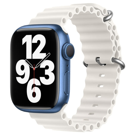 For Apple Watch Series 7 45mm ZGA Ocean Silicone Watch Band(White) - Watch Bands by ZGA | Online Shopping UK | buy2fix