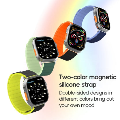 For Apple Watch Series 9 45mm ZGA Two Color Magnetic Silicone Watch Band(Dark Green+Light Green) - Watch Bands by ZGA | Online Shopping UK | buy2fix