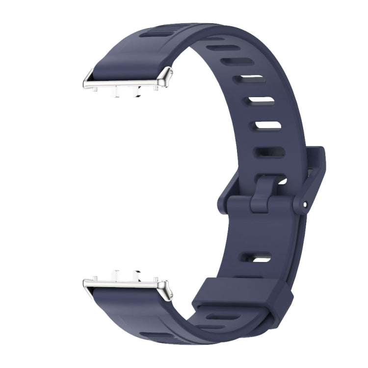 For Samsung Galaxy Fit 3 Mijobs Flat Hole Silicone Watch Band(Midnight Blue+Silver) - Watch Bands by MIJOBS | Online Shopping UK | buy2fix