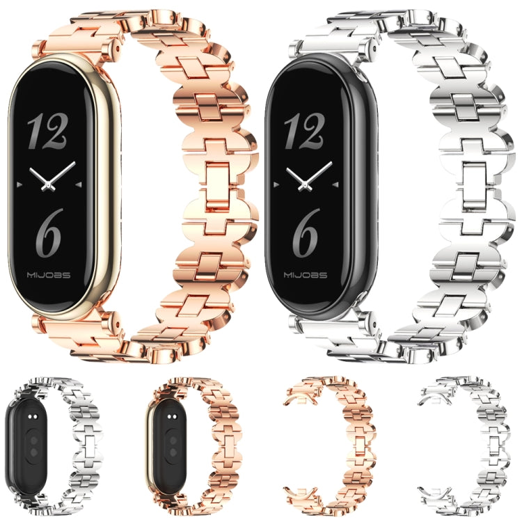 For Xiaomi Mi Band 8 / 9 / 9 NFC Mijobs GT4 Bone Chain Metal Watch Band(Rose Gold) - Watch Bands by MIJOBS | Online Shopping UK | buy2fix