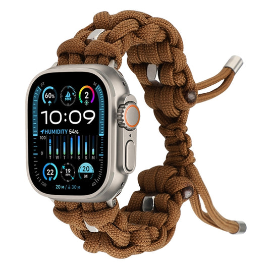 For Apple Watch Ultra 49mm Screw Nut Braided Paracord Watch Band(Coffee) - Watch Bands by buy2fix | Online Shopping UK | buy2fix