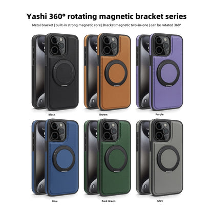 For iPhone 13 Yashi 360 Degree Rotating MagSafe Bracket Phone Case(Dark Green) - iPhone 13 Cases by buy2fix | Online Shopping UK | buy2fix