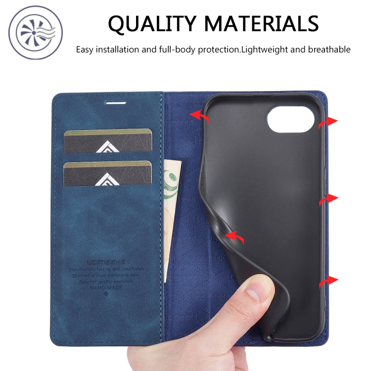 For iPhone SE 2024 LC.IMEEKE Strong Magnetic Leather Phone Case with Holder & Card Slots & Wallet(Blue) - More iPhone Cases by LC.IMEEKE | Online Shopping UK | buy2fix