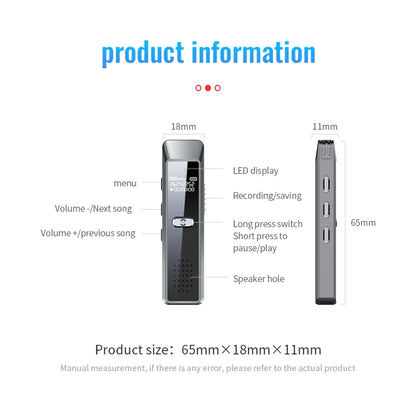 JNN Q7 Mini Portable Voice Recorder with OLED Screen, Memory:32GB(Metal Gray) - Recording Pen by JNN | Online Shopping UK | buy2fix