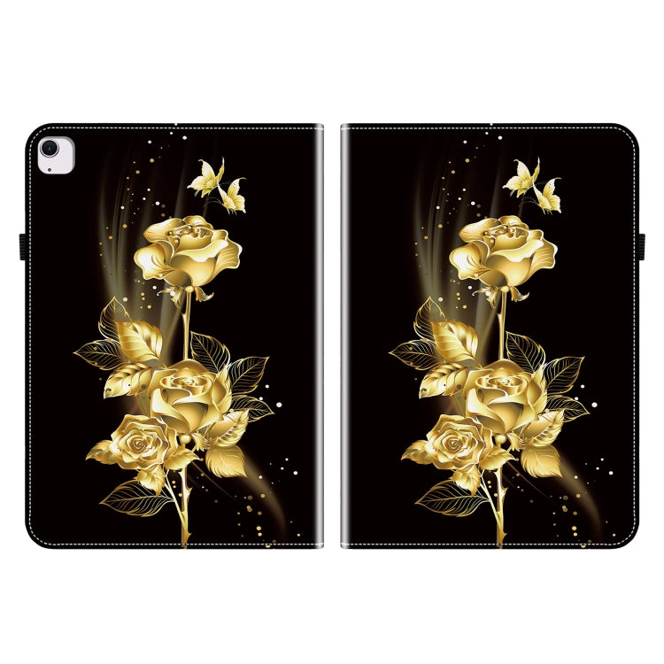 For iPad Air 11 2024 Crystal Texture Painted Leather Smart Tablet Case(Gold Butterfly Rose) - iPad Air 11 2024 Cases by buy2fix | Online Shopping UK | buy2fix