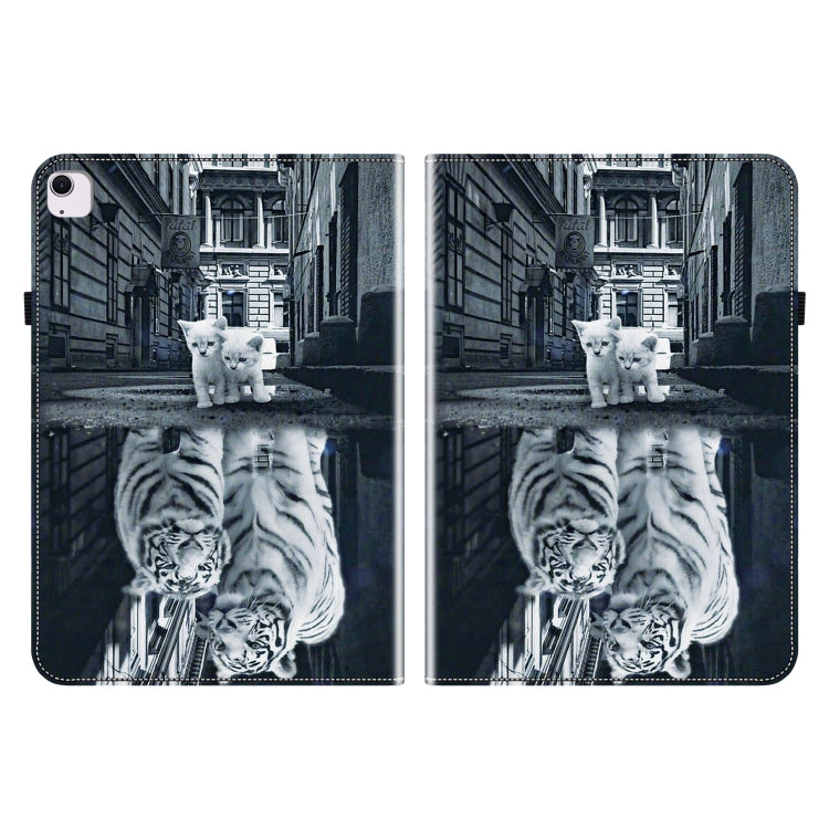 For iPad Air 11 2024 Crystal Texture Painted Leather Smart Tablet Case(Cat Reflection Tiger) - iPad Air 11 2024 Cases by buy2fix | Online Shopping UK | buy2fix