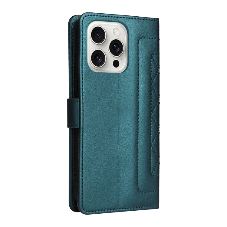 For iPhone 16 Pro Diamond Lattice Leather Flip Phone Case(Green) - iPhone 16 Pro Cases by buy2fix | Online Shopping UK | buy2fix