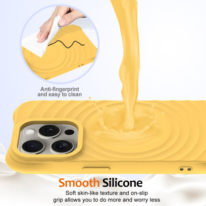 For iPhone 16 Pro Wave Texture MagSafe Magnetic Liquid Silicone Phone Case(Yellow) - iPhone 16 Pro Cases by buy2fix | Online Shopping UK | buy2fix