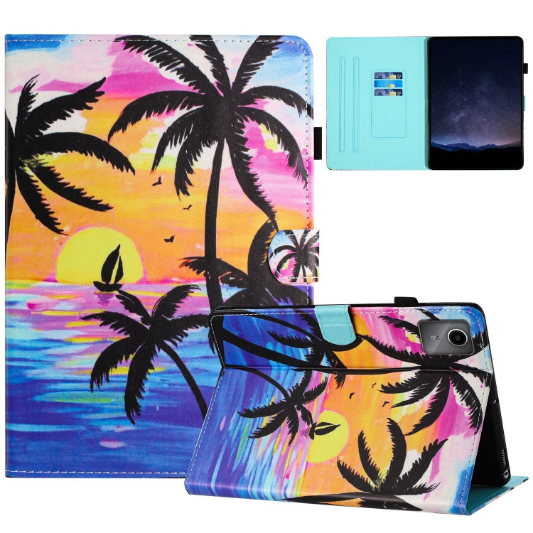 For Lenovo Tab M11/ Xiaoxin Pad 11 2024 Painted Litchi Leather Sewing Smart Tablet Case(Coconut Tree) - Lenovo by buy2fix | Online Shopping UK | buy2fix