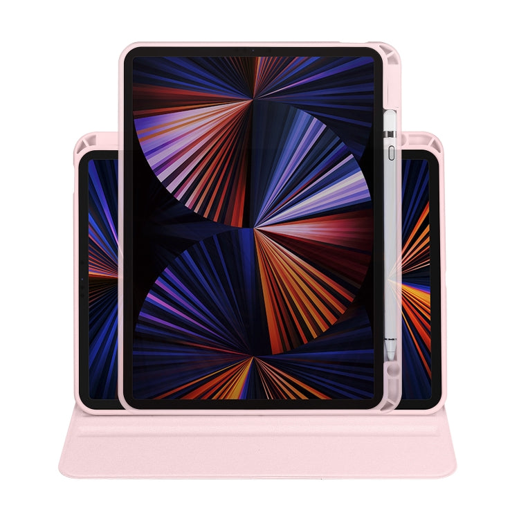 For iPad Air 11 2024 Acrylic 360 Degree Rotation Holder Leather Tablet Case(Sand Pink) - iPad Air 11 2024 Cases by buy2fix | Online Shopping UK | buy2fix