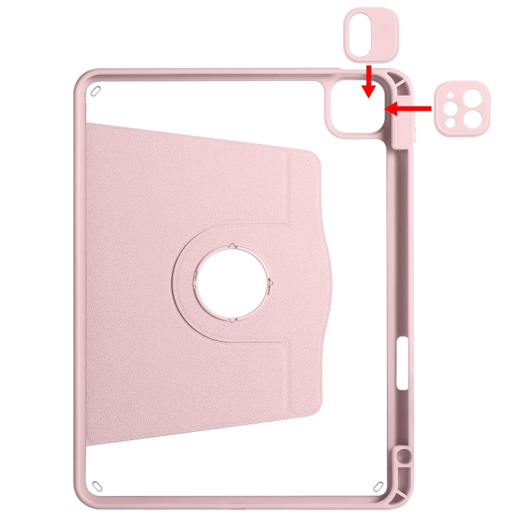 For iPad Air 13 2024 Acrylic 360 Degree Rotation Holder Leather Tablet Case(Sand Pink) - iPad Air 13 2024 Cases by buy2fix | Online Shopping UK | buy2fix