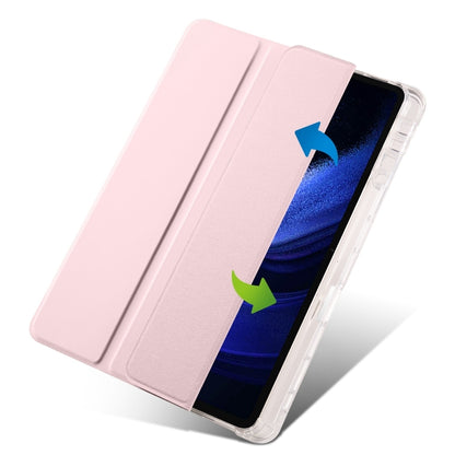 For iPad Pro 13 2024 3-fold Clear TPU Smart Leather Tablet Case with Pen Slot(Sand Pink) - iPad Pro 13 2024 Cases by buy2fix | Online Shopping UK | buy2fix