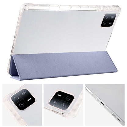 For iPad Pro 11 2024 3-fold Clear TPU Smart Leather Tablet Case with Pen Slot(Lavender Purple) - iPad Pro 11 2024 Cases by buy2fix | Online Shopping UK | buy2fix