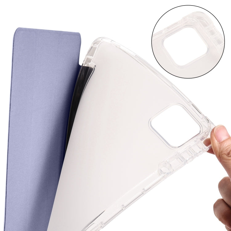 For iPad Pro 11 2024 3-fold Clear TPU Smart Leather Tablet Case with Pen Slot(Lavender Purple) - iPad Pro 11 2024 Cases by buy2fix | Online Shopping UK | buy2fix