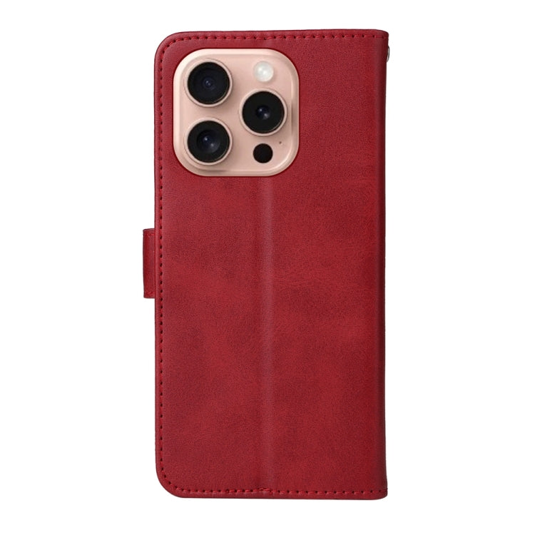 For iPhone 16 Pro Classic Calf Texture Flip Leather Phone Case(Red) - iPhone 16 Pro Cases by buy2fix | Online Shopping UK | buy2fix