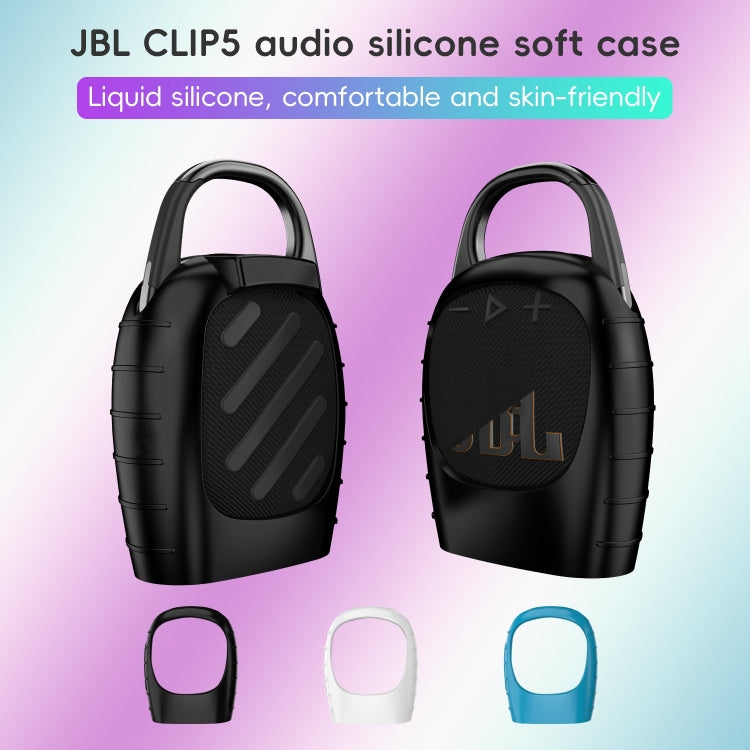 For JBL CLIP 5 Bluetooth Speaker Silicone Shockproof Protective Case(White) - Protective Case by buy2fix | Online Shopping UK | buy2fix