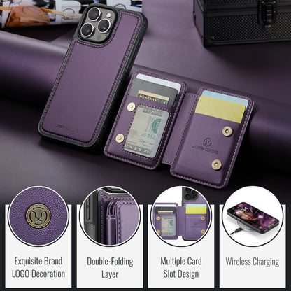 For iPhone 16 Pro JEEHOOD J05 Business Magnetic Style RFID Leather Phone Case(Purple) - iPhone 16 Pro Cases by JEEHOOD | Online Shopping UK | buy2fix