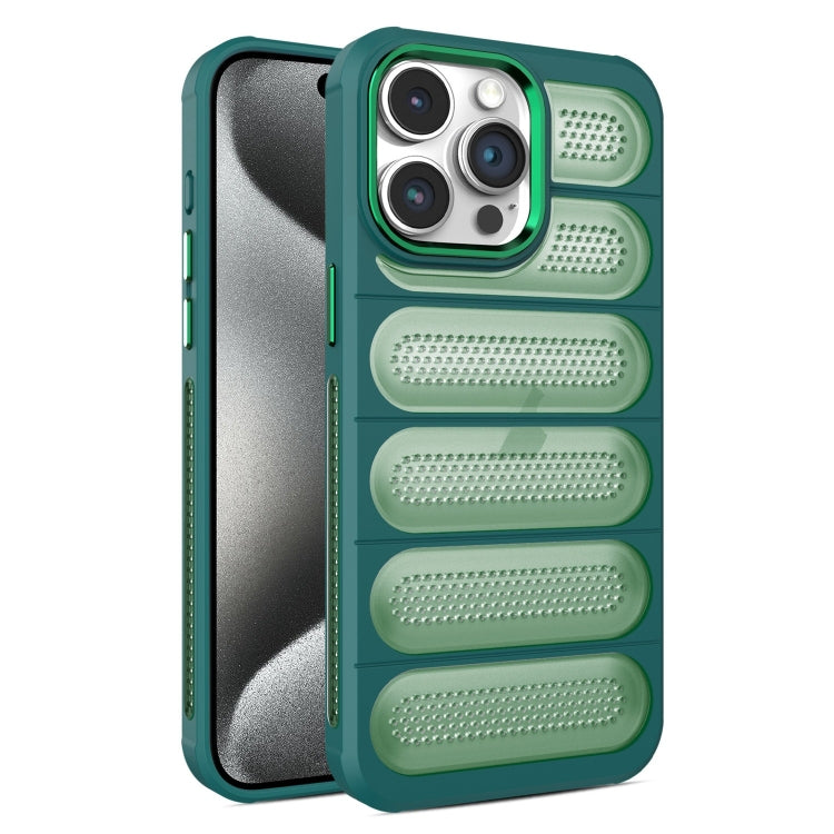 For iPhone 15 Pro Cooling Armor Translucent Mesh Breathable Phone Case(Green) - iPhone 15 Pro Cases by buy2fix | Online Shopping UK | buy2fix